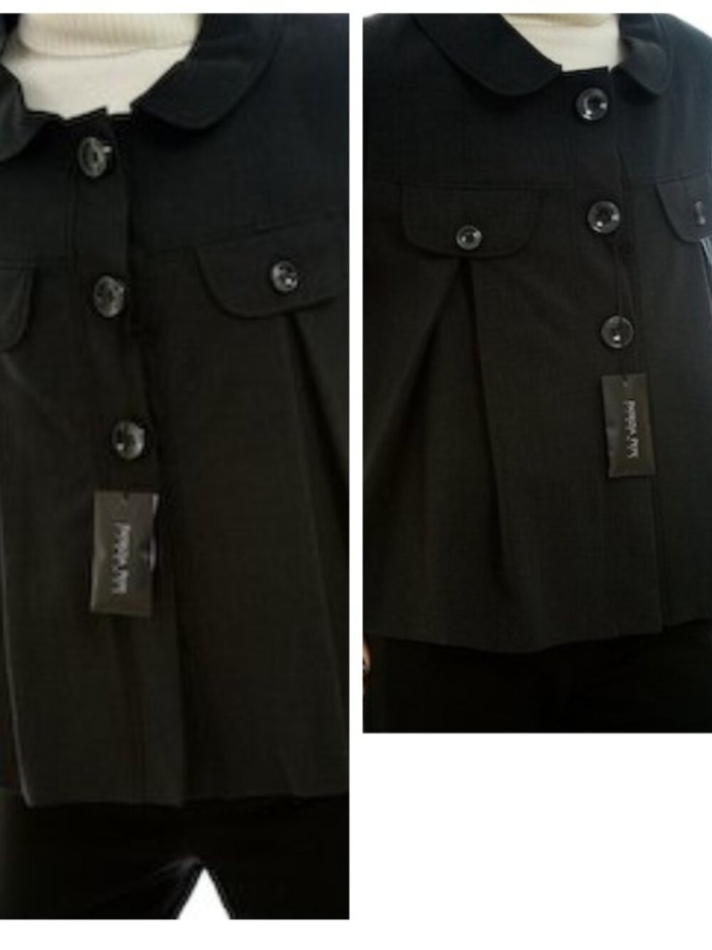 NWT Patrizia Pepe Italy Dark Gray Wool Pleated Cropped Jacket Blazer 42 S